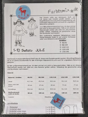 Farbenmix schnittmuster jule - farbenmix,