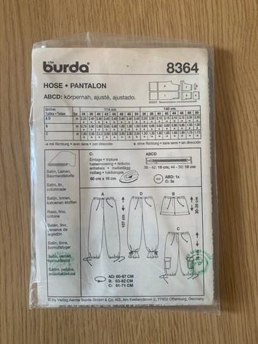 Schnittmuster burda 8364 - burda,
